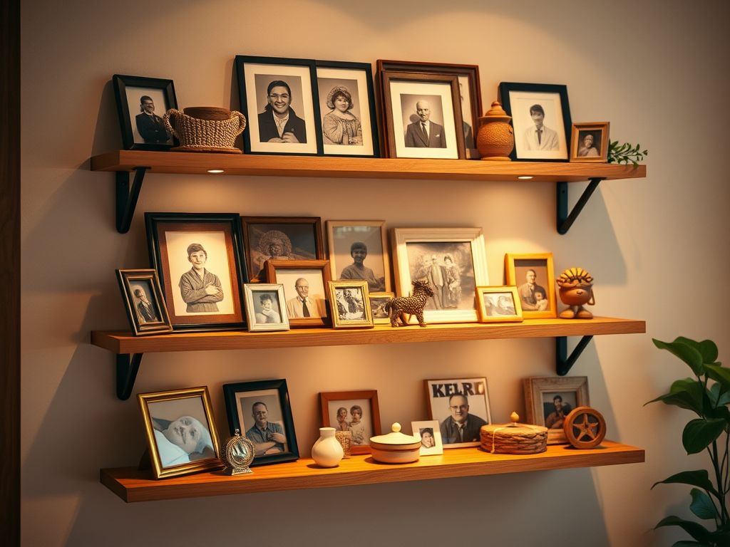 Displaying Memories: Wall-Mounted Shelves at Senior-Friendly Heights